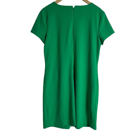 Tommy Hilfiger Kelly Green Short Sleeve Grommet Split Neck Sheath Dress Size 14 - Picture 6 of 10